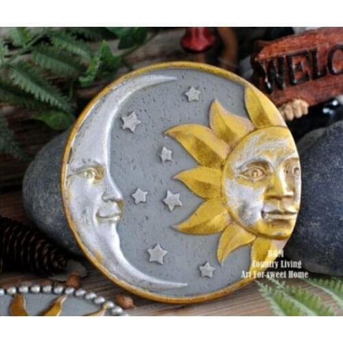 European American retro Be the old sun and moon god Garden ornament Cement pendant decoration crafts