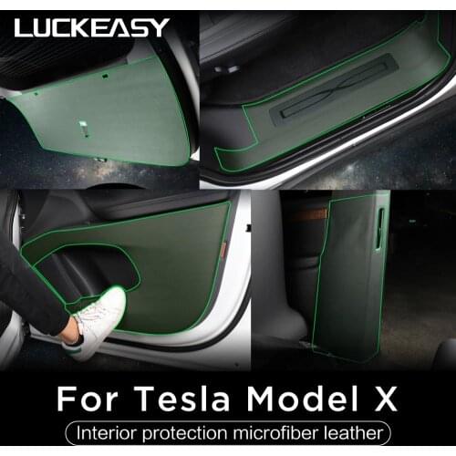 LUCKEASY for Tesla Model X 2017-2021 hide anti Kick Pad Protection Side Edge Film Protector Stickers