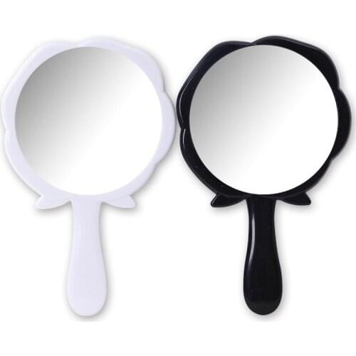 Makeup Mirrors Rose Style Women Classical Portable Handle Cosmetic Mirror Girls Round Shaped Toilet Glass
