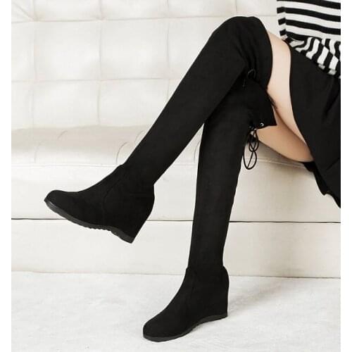 Sexy Lace Up Over Knee Boots Women rome style Boots Women Flats Shoes Woman suede long Boots Botas Winter Thigh High Boots 35-43
