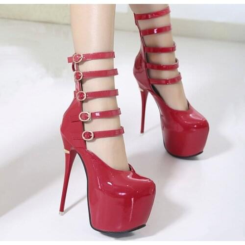 Ladies Shoes With Heels Women Pumps Ankle Belt Buckle Thin High Heel Shoes Women Gladiator High Heels Platform Shoes Black Pumps