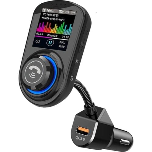 1.8 inch Color LCD Screen QC3.0 Car Charger Wireless Handsfree FM Transmitter Bluetooth 5.0 Car Radio MP3 Player G45