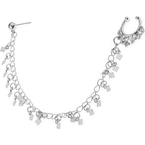 1pc Fashion Nose Ring Creative Alloy Punk Style Nose Stud Nose Hoop Jewelry With Chain Jewelry Accessories For Women Ladies