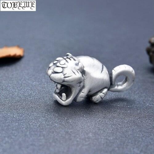 100% 999 Silver 3D Tiger Pendant Small Tiger Charm Power Dragon Charm