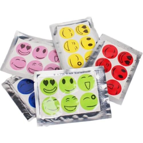 120 Pcs Mosquito Repellent Patches Stickers Cartoon Smiling Face Drive Repeller Keeps Insects Far Away Camping Travel