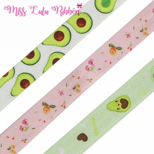 16mm-75mm Cartoon Avocado Retro Floral Printed FOE Grosgrain Ribbon DIY Hair Bowknots 50yards/roll