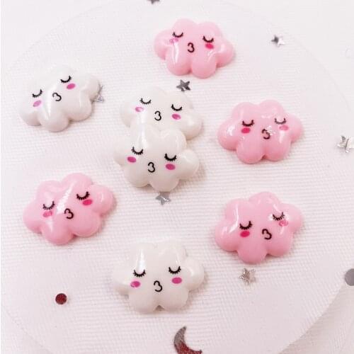 40pcs Colorful Resin Kawaii Mini Smiling Clouds Flatback Cabochon Scrapbook Figurine Garden Accessories Ornament DIY Craft OH40