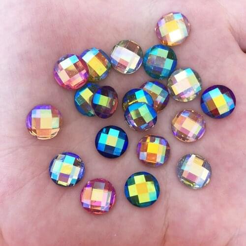 500pcs Bling AB Resin 10mm Round gem flatback rhinestone Ornaments DIY Wedding appliques craft SW54