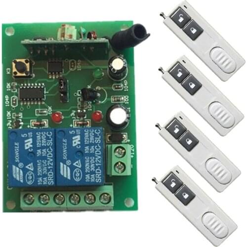 DC12V 2CH 10A Wireless Remote Control Switch System teleswitch 1*Receiver and 2*Transmitter for Appliances Gate Garage Door