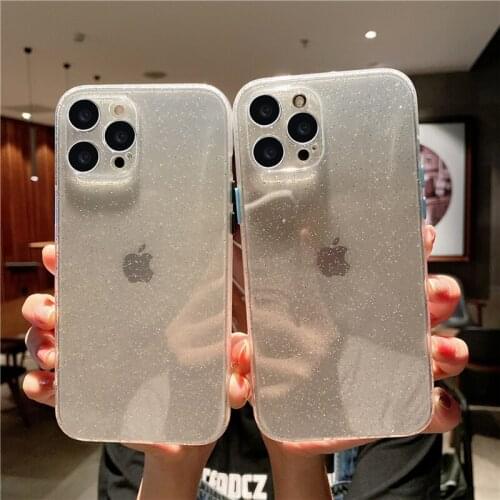 For iPhone 11 Glitter Transparent Case For iPhone 12 11 Pro Max 7 8 Plus X XR XS Max SE 2020 Clear Soft Shockproof Back Cover