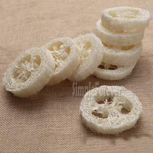Above 6cm Wide1.25-1.4cm Thick Natural Loofah Luffa Loofa Slice Shand Made DIY Soap Tools Facial Soap Holder Storage 100pcs