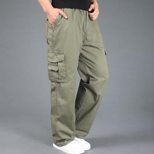 Men Cargo Pants Casual Cotton Loose Baggy Urban Military Tactical Pants with Pockets Trousers Joggers Big Size 5XL 6XL