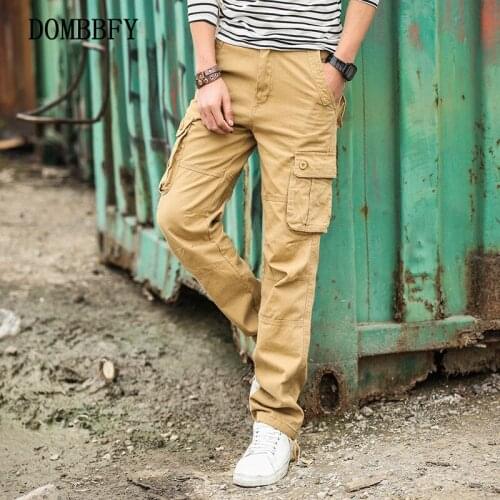 Spring Autumn Mens Cargo Pants Multi Pocket Khaki Trousers Casual Military Cotton Pants Men Pantalon Cargo Homme Plus Size 29-44