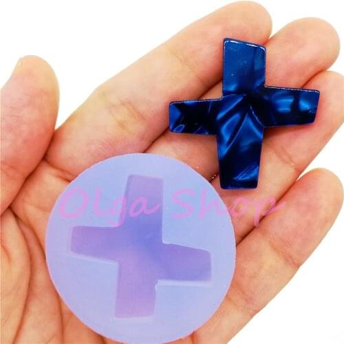 BYL489 31.0mm X 28.2mm Cross Silicone Mold Fondant Cake Decoration Candy Resin Clay Earrings Necklace Craft Soap Candle