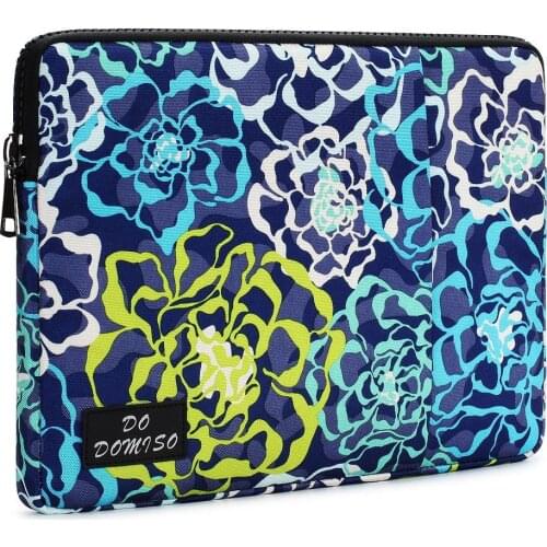 Laptop Sleeve Case Canvas Fabric blue-green Rose Pattern Bag for MacBook Pro Microsoft Laptop