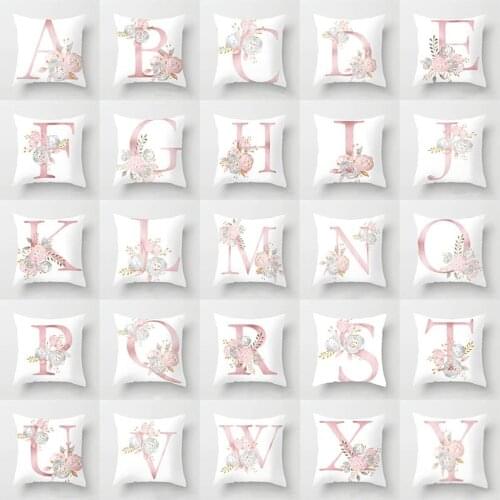 Flower Pillowcase Pillows Cover 45*45CM Cojines English Alphabet Kids Room Pillow Case