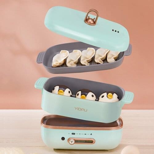 0.8L Electric Cooking Pots Portable Multicooker Rice Cooker Split Type Hotpot Electric Skillet Fried Pan with Steamer 220V