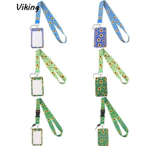 G1592 Cartoon Sunflower Lanyard Keychain key Badge Mobile Phone Rope Lanyard With Kawaii Card Holder Cover for Woman