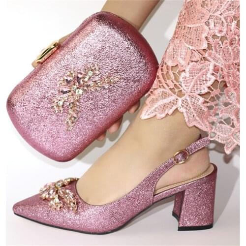 Hot Sale Fashion PU Leather High Heels Shoes And Bag Set African Ladiess Dress Shoes And Bag Set For Party Dress On Stock