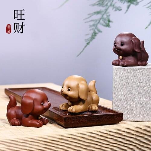 Hall undressed ore purple clay sculpture a tea place of tea in hand play purple clay/period of mud tea pet the dog