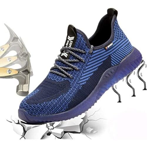 Lightweight Safety Shoes Men Women Work Shoes Steel Toe Breathable Protective Sneakers Blue Shoes Women Rubber Shoes