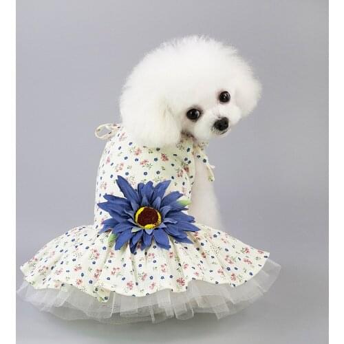 Pet Dog Clothes Summer Puppy Cat Floral Skirt Small Dogs Chihuahua Teddy Bichon Princess Dress Elegant Apparel Pets Supplies