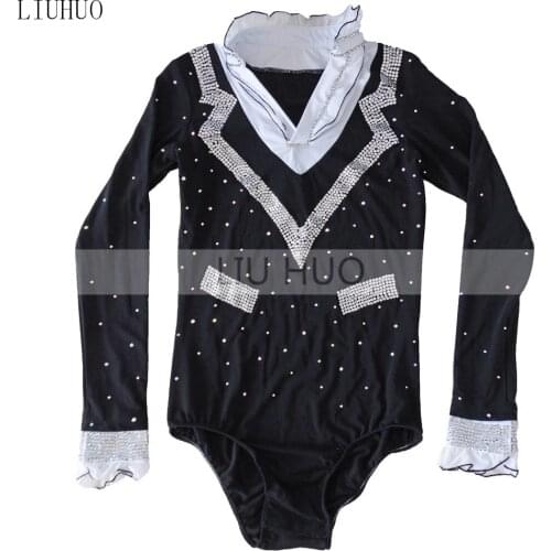 LIUHUO Figure Skating Top Mens Boys' Ice Performance Costume Competition Adult Long Sleeve Dance Tights Leotard Children Wear