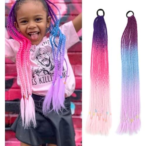 Fake Hair Pony O Hair Extension Hairpieces For Women Pigtails On An Elastic Band Long Braided Ponytail Hair Tresses False Tail 4