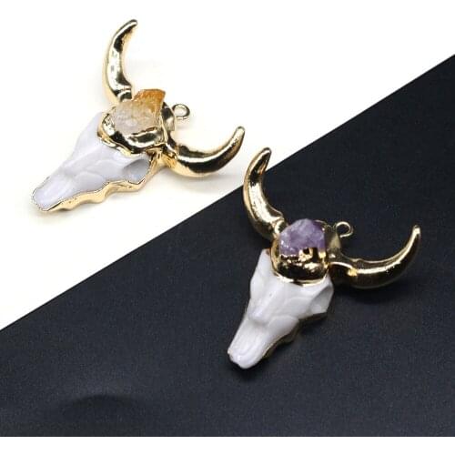 Natural shell Pendant Cow Head Acrylic Semi-precious For Jewelry Making Charms DIY Necklace Bracelet Anklet Accessory