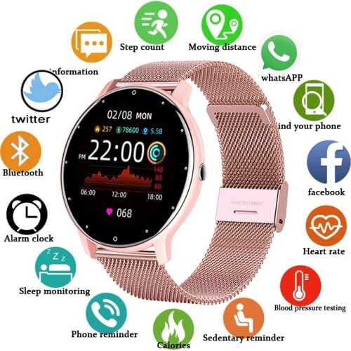 LIGE 2021 New Women Smart Watch Woman Fashion Watch Heart Rate Sleep Monitoring For Android IOS Waterproof Ladies Smartwatch+Box