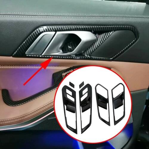 Carbon Fiber Interior Door Handle Trim Cover Molding Frame Fit For BMW X5 G05 2019 2020 Accessories