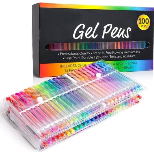 100 Colors Professional Gel Pen Set Sketching Drawing Color Pens For School Stationery Metallic Pastel Neon Glitter Gel Pens