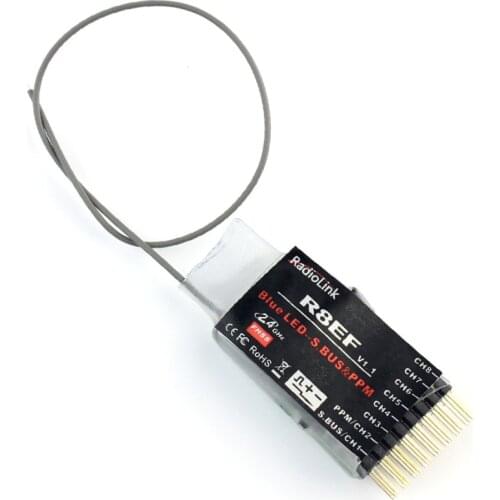 Radiolink R8EF 2.4G 8CH FHSS 8 Channels Receiver for T8FB RC4GS Support S-BUS PPM PWM Signal Quadcopter Multicopter Airplanes