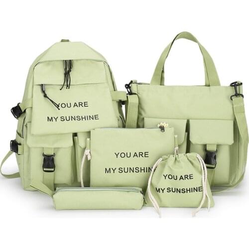 Chuwanglin Schoolbags for Teenage Girls 5Piece Set Women Backpack Travel Back pack Student notebook Bookbags Schoolbag 7010916