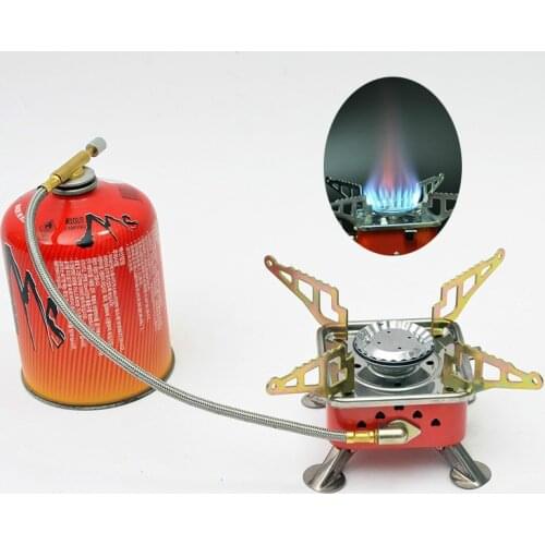 Foldable Four-square Camping Stove Ultralight Backpack Stove Burner Windproof Barbecue Outdoor Portable Small Camping Gas Stove