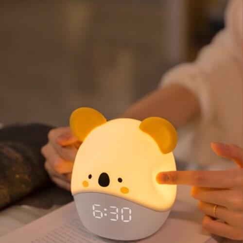 Cartoon Animal Night Light Smart Applet Alarm Clock Children’s Bedside Sleeping Light USB Charging Rabbit Duck Bear Party Clock