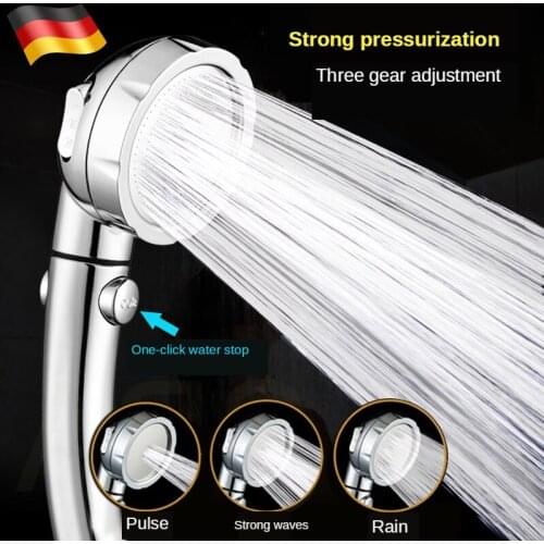 Bathroom hand-held rain shower SPA shower head with switch on/off button high Pressure Bath Head Water Saving Shower