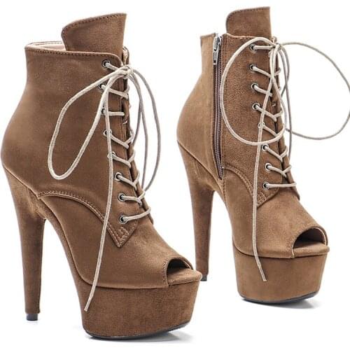 Leecabe 15CM/6Inches PU upper High Heel platform Boots Pole Dance boot