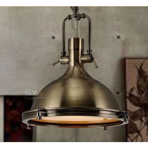 100-240v Large Heavy 39*39cm Lustres home Vintage Industrial Metal Lamp loft vintage black chrome pendant light big retro lamp