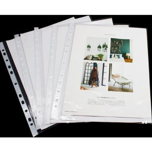 100PCS Transparent 11 Hole Loose Leaf File Holder Information Storage Bag Card Bills Organizer Pockets Accessories