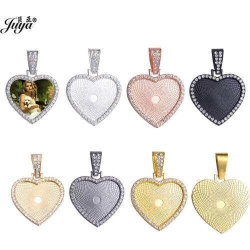 3PC Heart Cabochon Pendant Base 25/30mm Zircon Blank Settings Tray Charms For Necklaces DIY Jewelry Making Accessories Findings