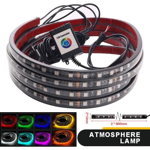 4x Under Car Atmosphere Lamp App Control Flexible ABS Plastic Neon Light Tube Strip RGB LED Underglow Body Decoration Lamp Kit