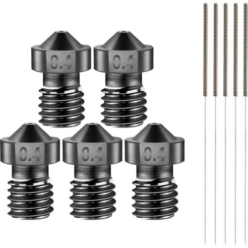 [5Pcs/Pack] 3D Printer for Volcano Nozzles 0.4mm Hardened Steel High Temperature Pointed Wear Resistant 0.4