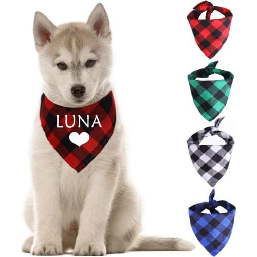 Custom Dog Bandanas Large Pet Scarf Pet Bandana For Dog Cotton Plaid WashableBow ties Collar Cat Dog Scarf Large Dog Neckerchief