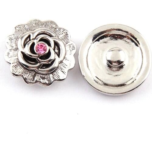 Free drop shipping new arrive 1.8-2cm alloy shiny CZ multi flower charm DIY snap button metal charms 2 color available