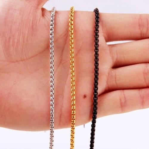 Rope Chain Stainless Steel Long Necklaces For Women Men Box Pendant Necklace DIY Jewelry 2-7MM Daily Wear statement