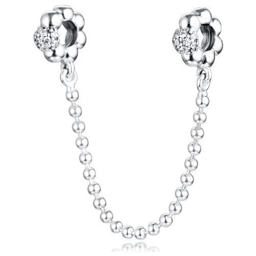 2020 Beads and Pave Safety Chain 925 Sterling Silver Charms for Jewelry Making Fashion DIY Beads For Snake Chain Bracelets Women