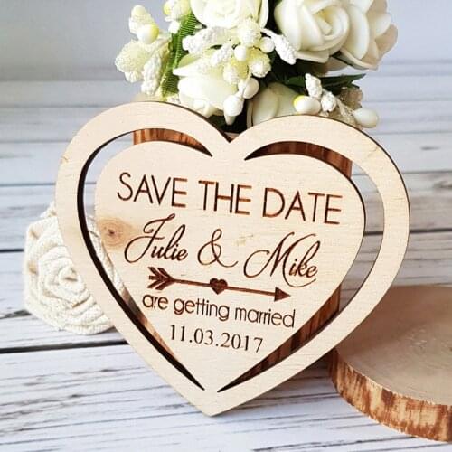 Wooden Save The Date Magnets Heart Save The Date Favor Wedding Tags Wedding Save The Date Card Wooden Thank You Gift