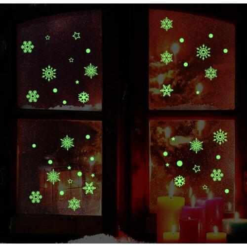 DIY Luminous Christmas Snowflake Wall Stickers for Kids Rooms Indoor Window Decoration Art Decals Glow in the Dark
