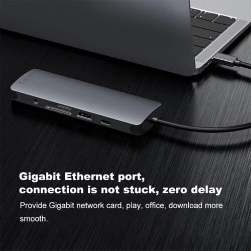 9 Ports USB 3.0 HUB, USB Extension Type C Laptop Docking Station Computer Accessories with Type C Power Supply Port